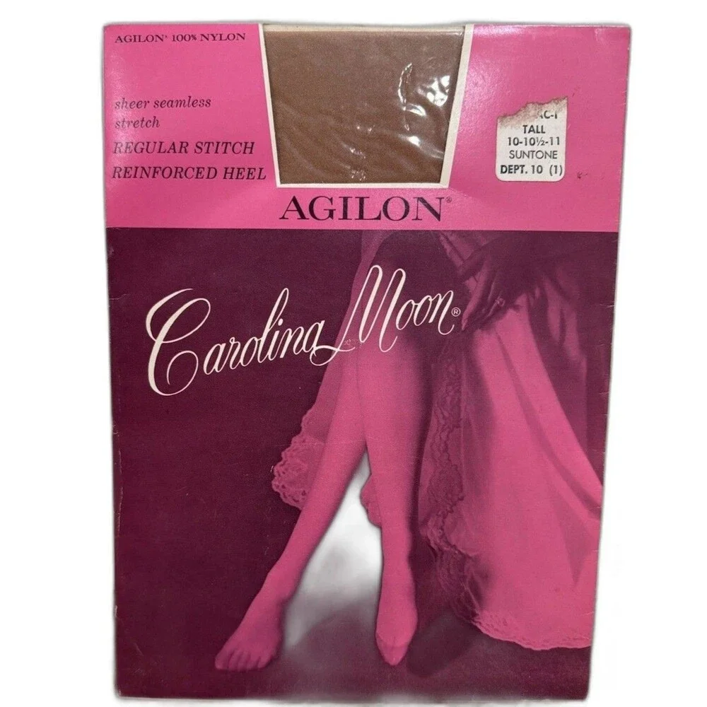 Carolina Agilon Moon Suntone Nylon Panty Hose Suntone 10 - 10.5-11 Tall Vtg